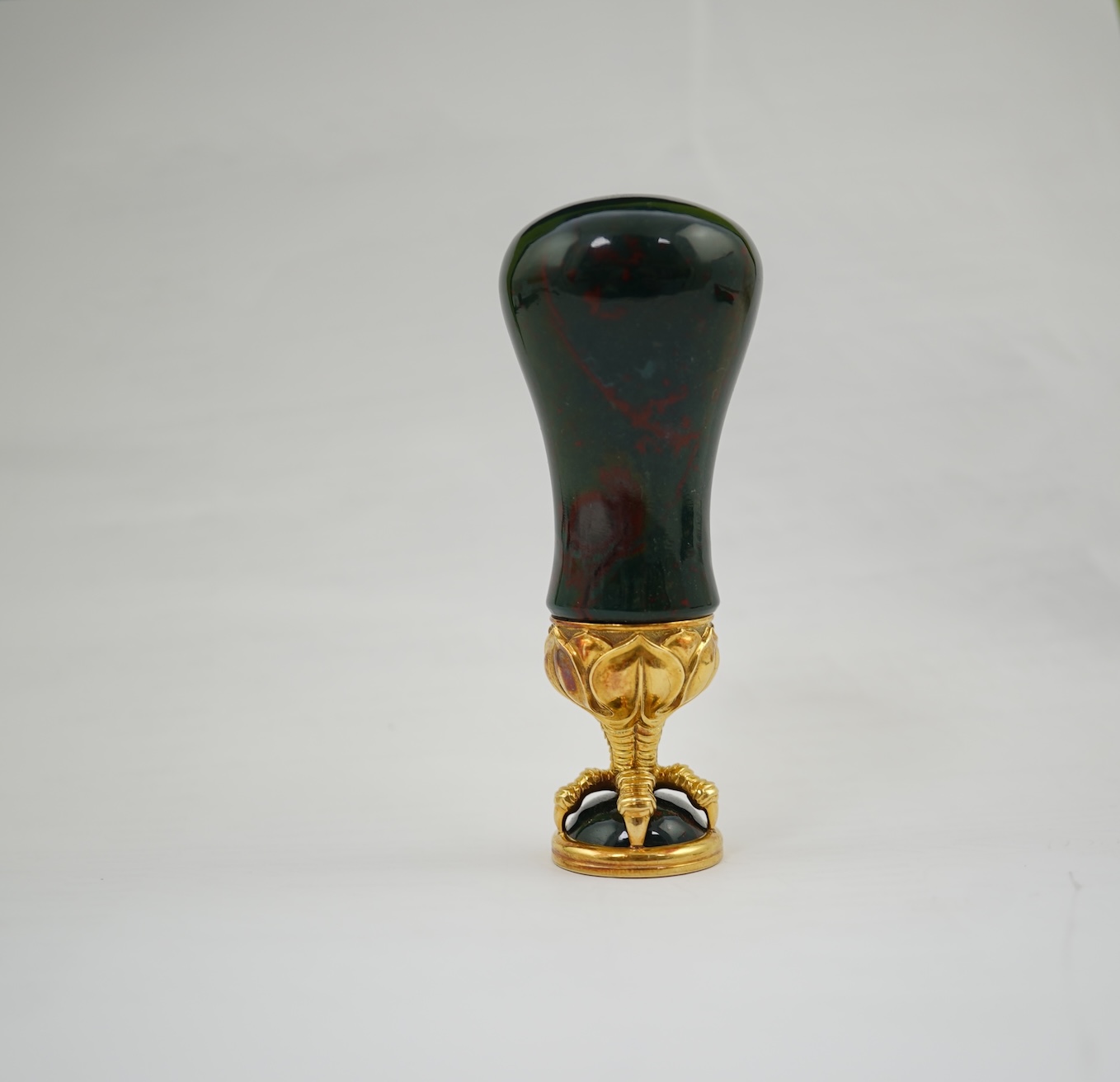 A fine gold-mounted bloodstone seal, mid 19th century